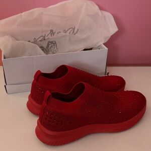 BELOS Women's Rhinestone Mesh Slip On Shoes